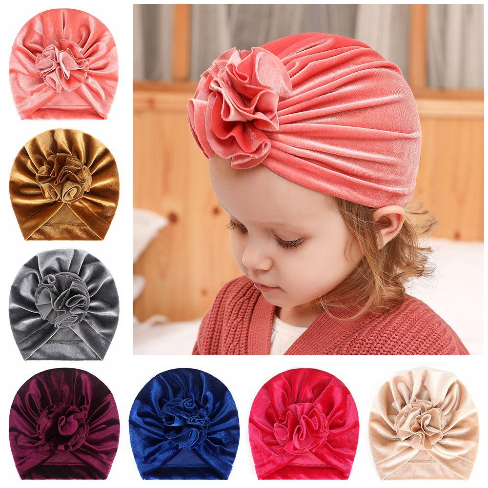 Детские эластичные головные уборы с узлом, детские бархатные тюрбаны, детские повязки на голову, теплая шапочка-бини