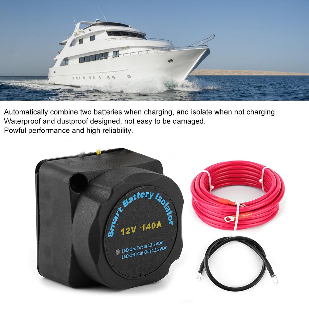 140A Smart Dual Battery Isolator Voltage Sensitive Relay Accessory for Car RV SUVs Yachts