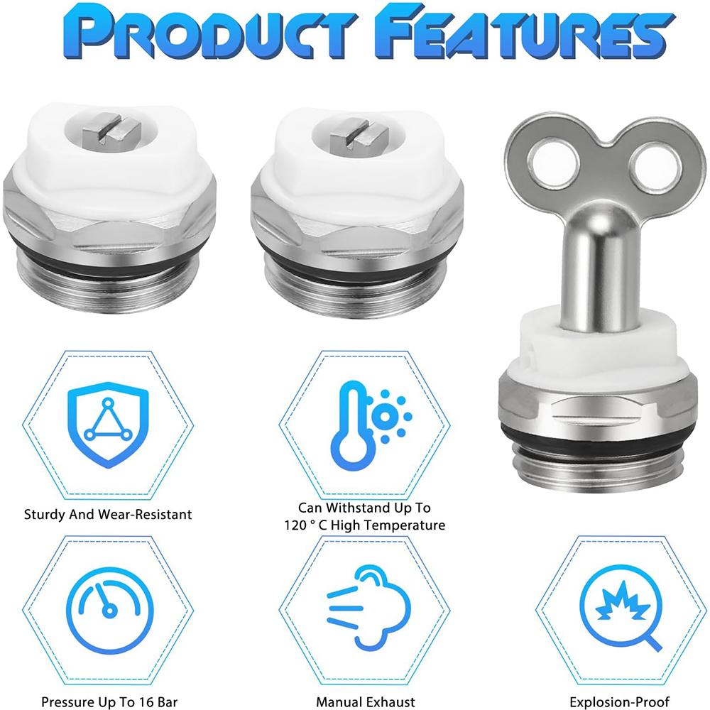 5 pcs Radiator Exhaust Valves with 5 Exhaust Keys for Manual Exhaust