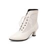 Fashion Women Victorian Ankle Boots Leather Lace Heel Shoes for Women  Fashion Lace Up Spliced Ladies High Heels Woman Boots Ankle 46