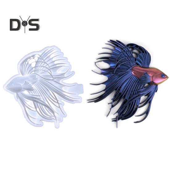 Силиконовая форма для рыбы Бетта, ручная работа, 3D форма для литья рыб из эпоксидной смолы, фигурка боевой рыбы, украшение для изготовления формы, сделай сам, подарок для любителей рукоделия