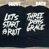 Three Days Grace Let’s Start A Riot Front Back Graphic Black T Shirt