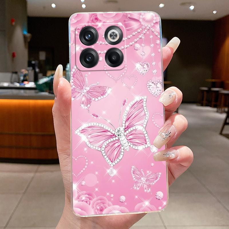 Phone Case For OnePlus Ace Pro/10T Casing Clear Slim Soft Silicone TPU Case Luxury Fashion Butterfly Flower Patterns Back Cover