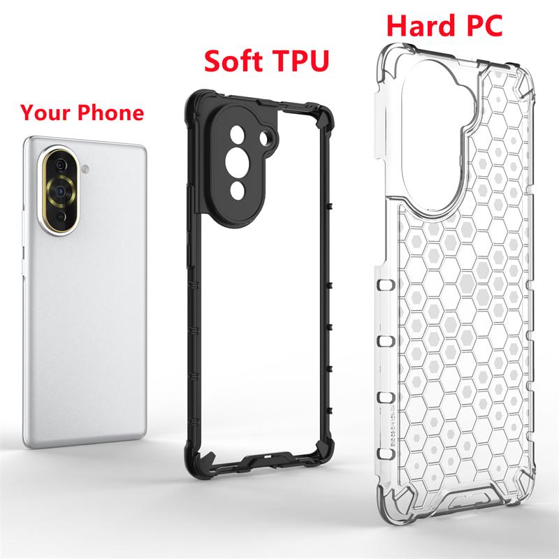 Чехол для Huawei Nova 10 Чехлы для Huawei Nova 10 Новый Бампер Ударопрочный Прозрачный Сотовый Прозрачный Чехол Huawei Nova 10 Pro Чехлы