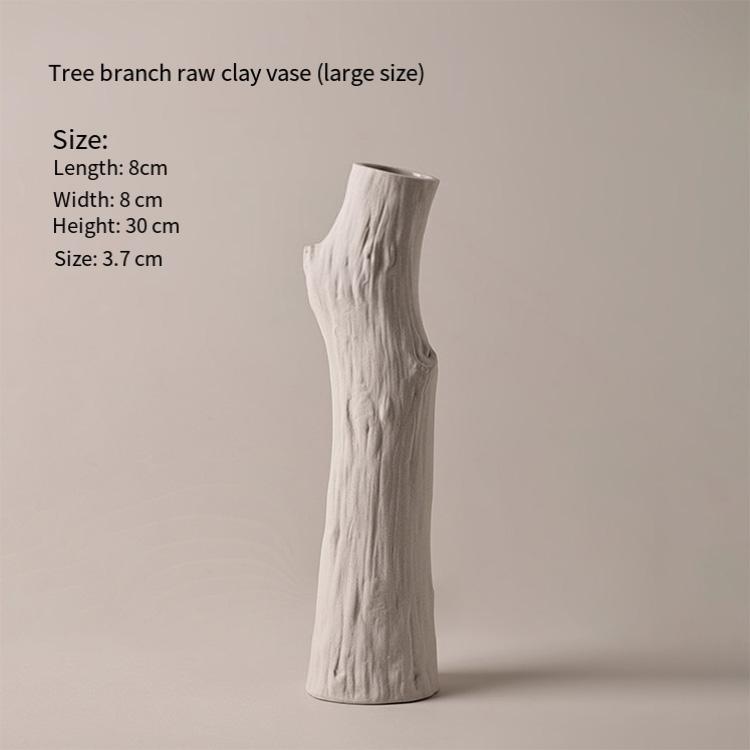Ins Decoration Ceramic Small Vase Modern White Tree Stump Shape Ceramic Vase for Home