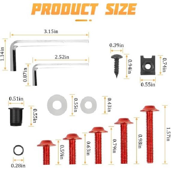 177 Pcs Motorcycle Fairing Bolt Kit, Colorful Fasteners Bolts Nut Clips Set, Red