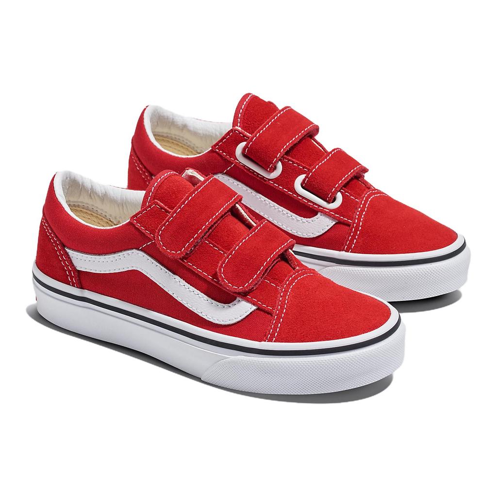 Vans Серия Old Skool V Удобные низкие детские парусиновые кеды Детские кроссовки Красно-белые VN000CYWJV6