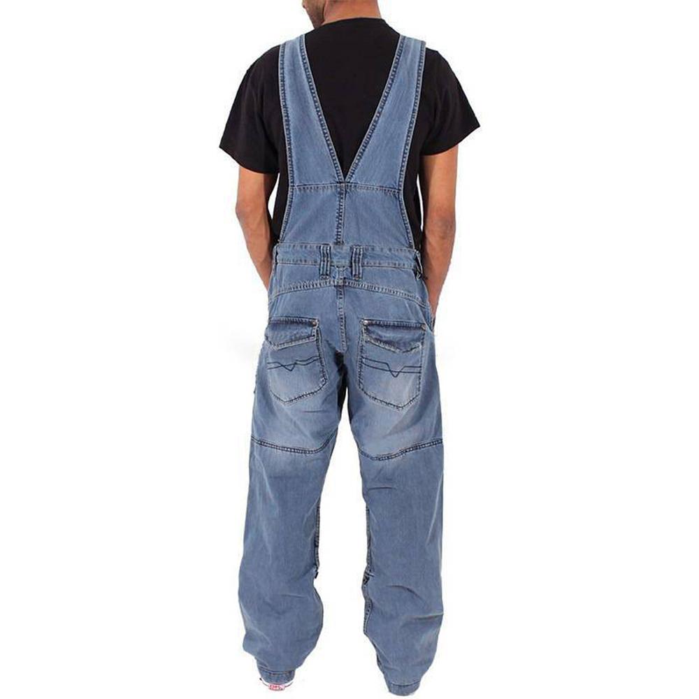 Men's Fashion Denim Work Pants Loose Multi-pocket Casual Workwear Suspenders Jumpsuit Street Casual Men's Wear M-5XL