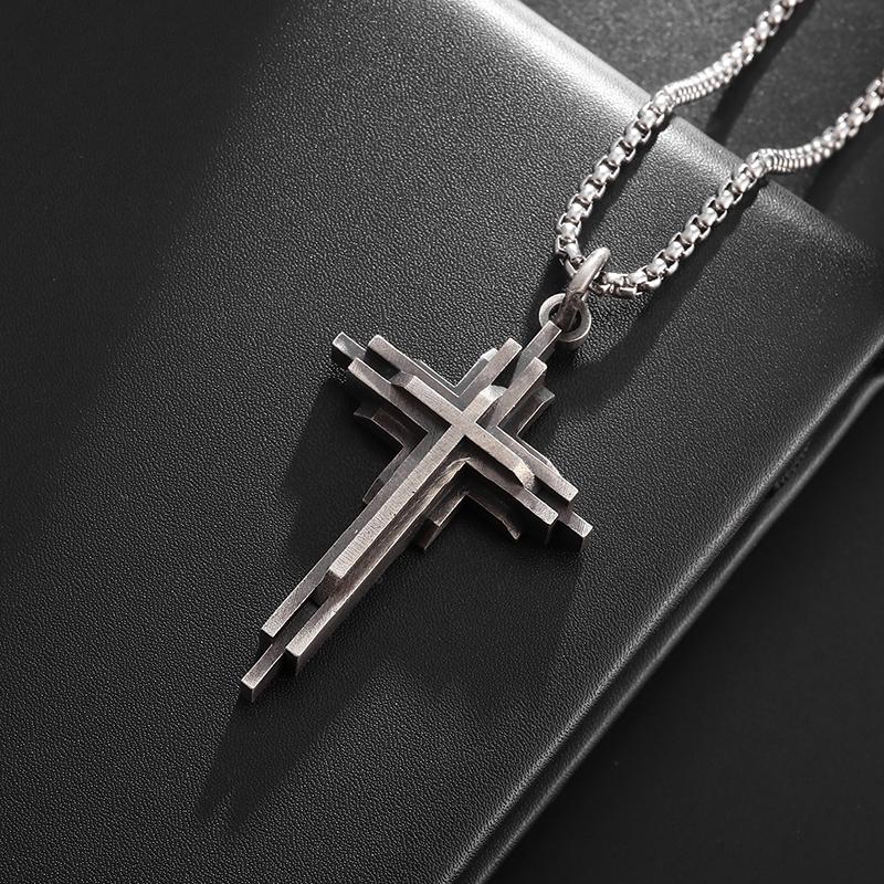 Vintage Catholic Cross Pendant Necklace Men Women Christian Believers Prayer Amulet Jewelry