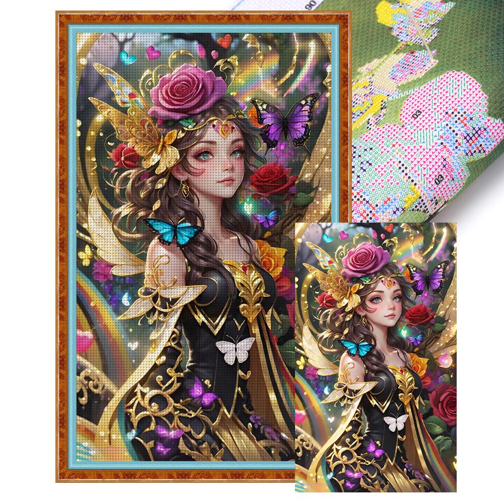 Полный комплект для вышивки крестиком «Девушка» из эко-хлопка 14CT