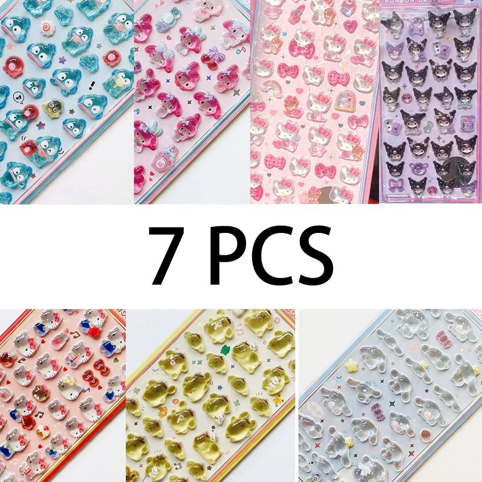 7 Стилей Аниме Sanrio Kuromi Hellokitty Hangyodon Cinnamoroll 3D прозрачные гелевые наклейки Кристальные декоративные наклейки Чехлы DIY игрушка