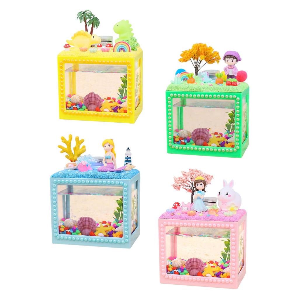 DIY Aquarium for Kids Handmade Toy Small Fish Tank Desktop Decoration Micro Blocks Ornament Christmas & Birthday Gift