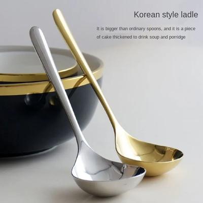 Утолщенная корейская квадратная ложка из нержавеющей стали, большая круглая ложка, ложка для супа, кухонные аксессуары