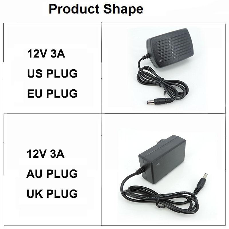 AC TO dc 12V 3A 3000MA EU US AU UK Блок питания 12V Трансформатор AC 220V TO 12V Адаптер питания переменного тока для светодиодной ленты Драйвер--