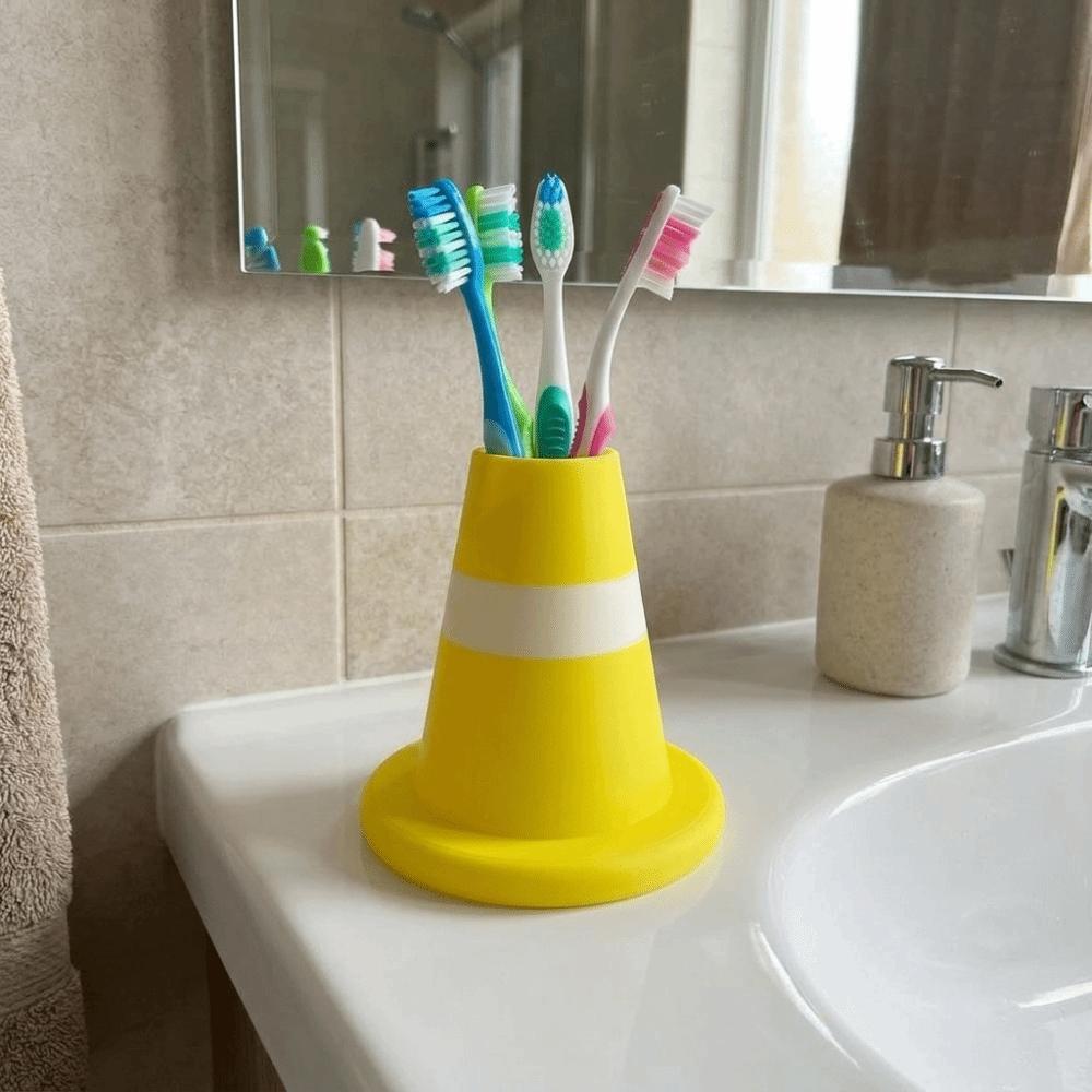 3D Printed Stationery Storage Box Plastic Desk Organizer Funny Traffic Barrier Pen Holder Home