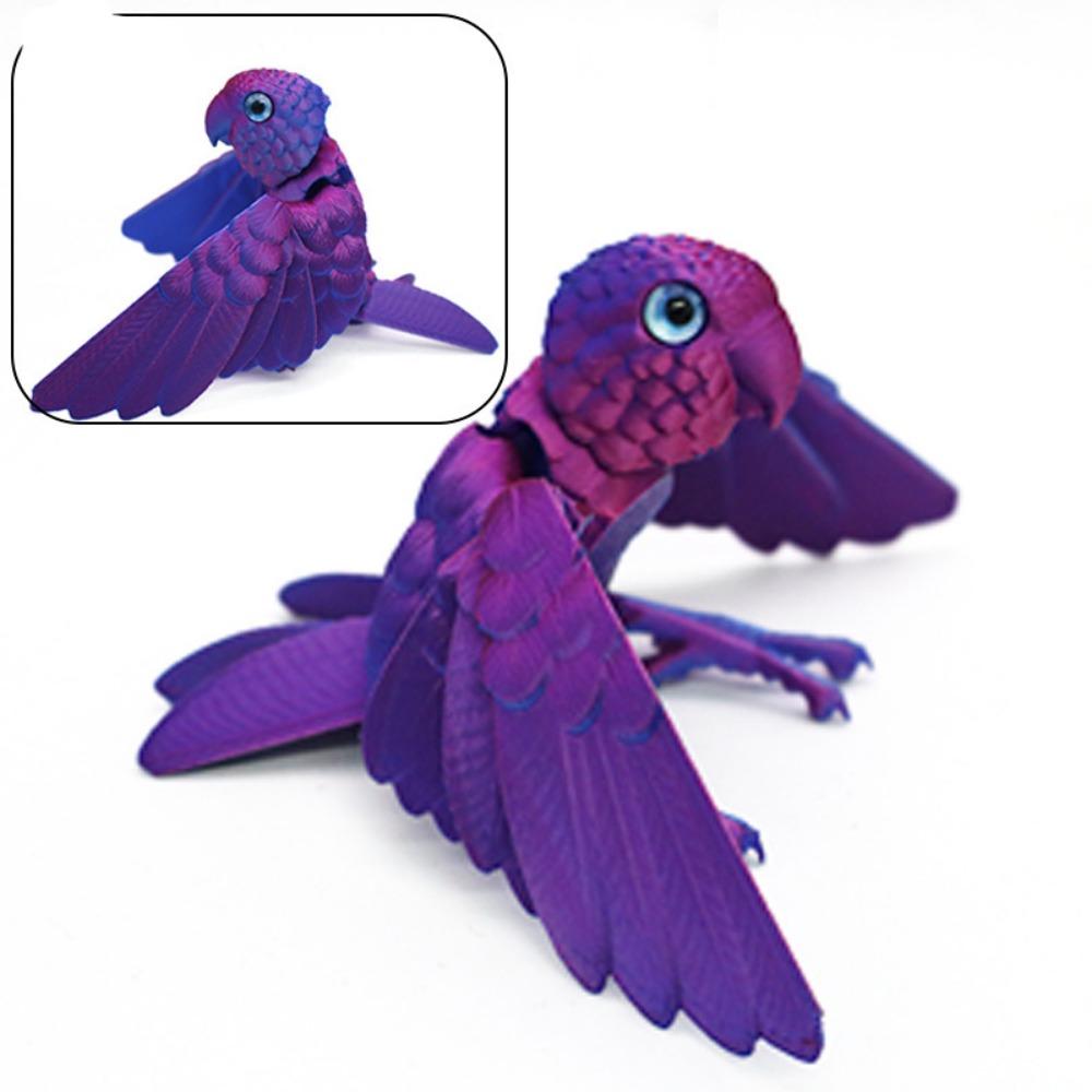 3D Printed Parrot Model Flexible Animal Statue Bird With Wings Moveable Joints Home Decoration Autism Adhd Fun Toys Holiday Gift