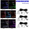 Светодиодные лампы для салона автомобиля, RGB оптоволоконная атмосфера, комплект неонового освещения с дистанционным управлением через приложение, автоматические декоративные лампы