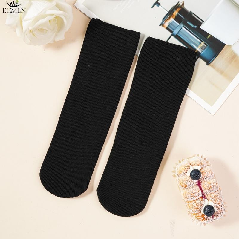 Зимние Утепленные Плюшевые Теплые Носки Женские Однотонные Хлопковые Носки Землистые Тона Простые Носки Средней Длины