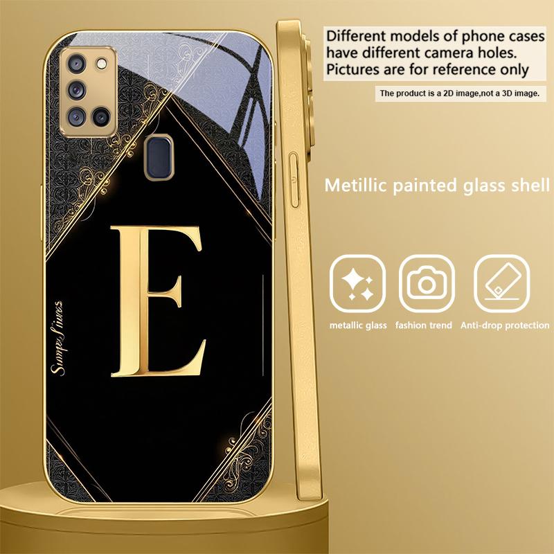Роскошные буквы-эмблемы Для Samsung A 31 32 A33 A34 35 14 A15 13 16 25 26 50 52 53 54 55 56 70 71 72 73 Золотой стеклянный чехол для телефона