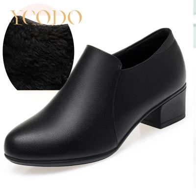 Женские удобные кожаные туфли на высоком каблуке для отдыха на весну, осень и зиму