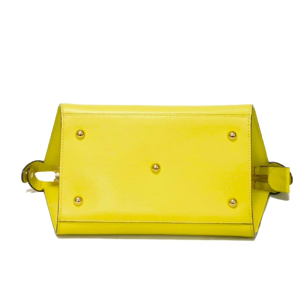 Б/у 12768 Le Pliage Heritage 1117813 020 7922 Телячья кожа 2-сторонняя сумка через плечо с логотипом, Желтая, Женская из Японии