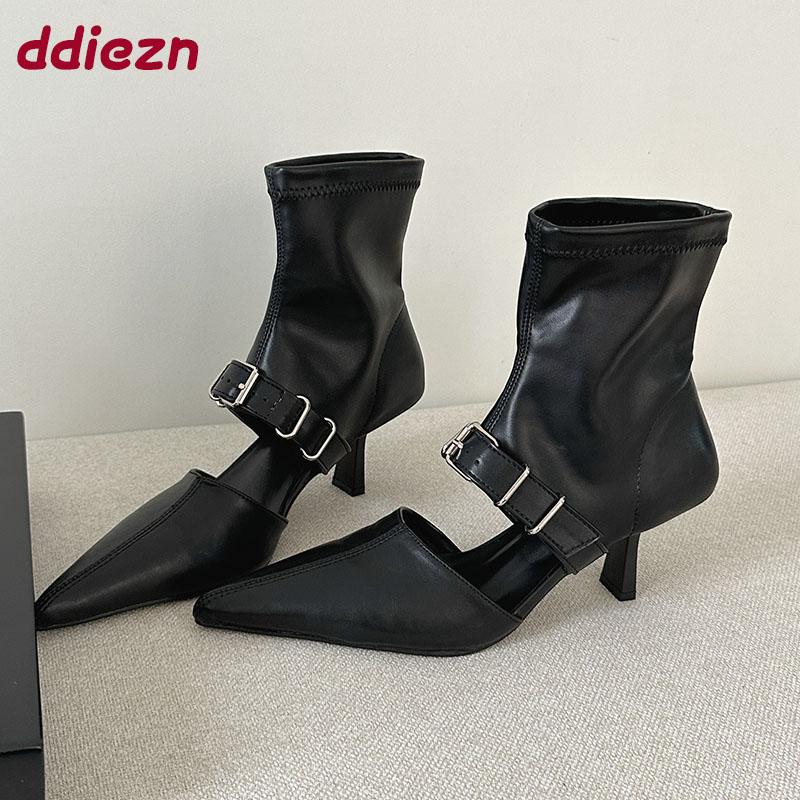 Fashion Fashion Pointed Toe Footwear Heels Sandals Ankle Boots Shoes For Women Modern Party Ladies Stretch Booties Shoes Female Pumps