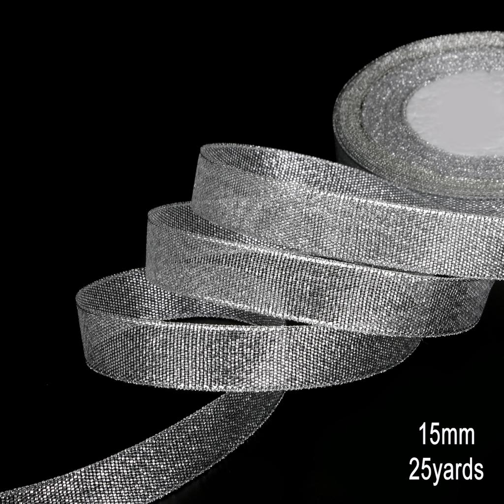 1Pcs Gold/Silver Silk Satin Organza Glitter Ribbon 7-38mm Onions Belt for Wedding Cake Gift Package