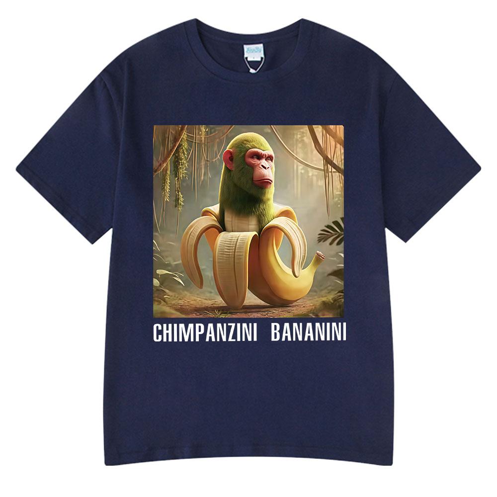 Chimpanzini Bananini Funny Italian Brainrot Meme Tshirt Unisex Women Clothing Fashion T Shirts Summer Cotton ONeck Tshirts Tops