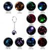 Double Side Glass Ball 12 Zodiac Signs Keychain Metal Key Chain Holder Couples Keychain Gifts