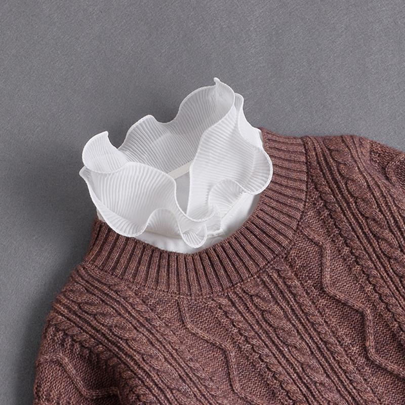 Женская 2 шт., многослойный накладной воротник с оборками и стойкой, с накладными рукавами, манжетами, комплект браслетов, съемная половина рубашки на пуговицах