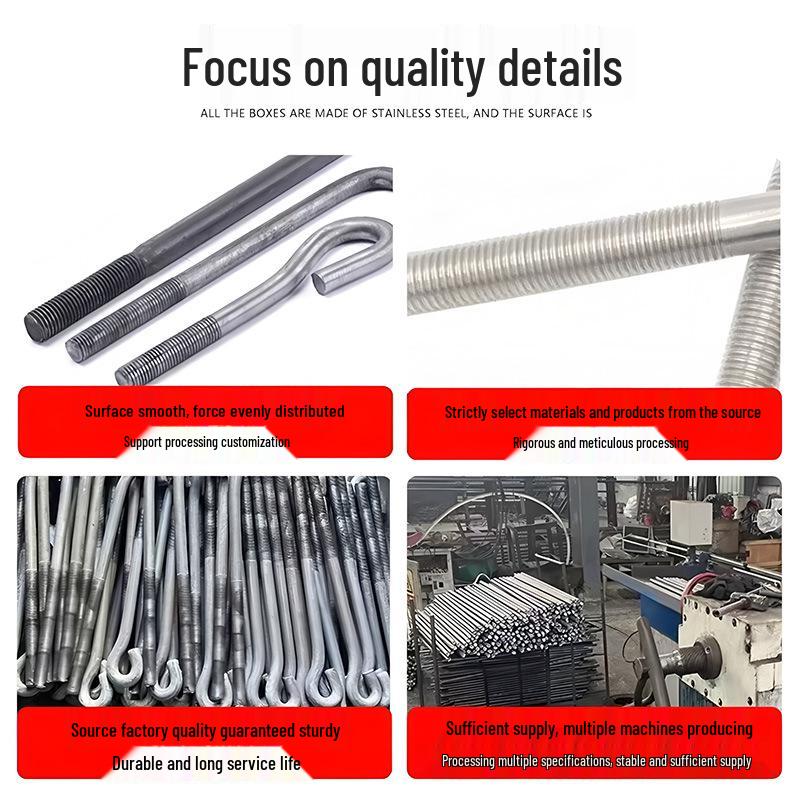 High-Strength Steel Anchor Bolts: 7-Shaped, 9-Shaped, L-Shaped, J-Shaped, Umbrella Head, Pre-Embedded, Welded, Structural Anchor Cage.