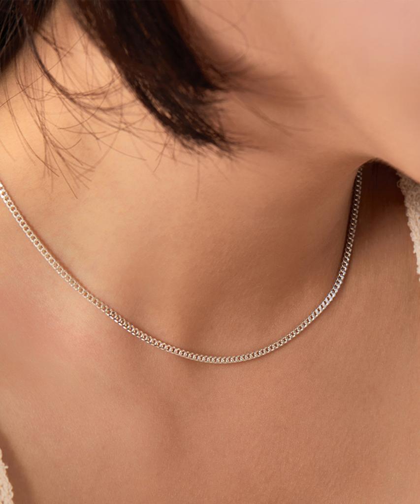 Helene Jewelry Серебряная 925 пробы Плоская Изогнутая Цепь Серебряное Ожерелье (Тип А)