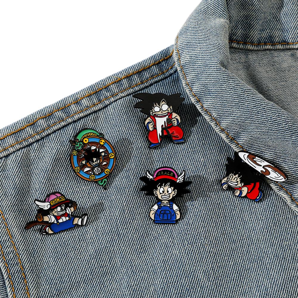 5 Pcs Creative Cartoon Anime Brooch Cute Son Goku Enamel Pin Metal Badge Jewelry Clothing Backpack Accessories Gift for Friends