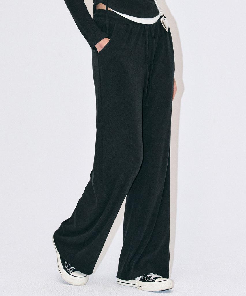 ZEROPLANET Eva Knit Wide Pants [Black]
