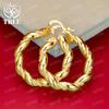 ALITREE 18K Gold 925 Sterling Silver 30mm Rope Earrings For Women Wedding Banquet Engagement Party Fashion Charm Jewelry Gifts