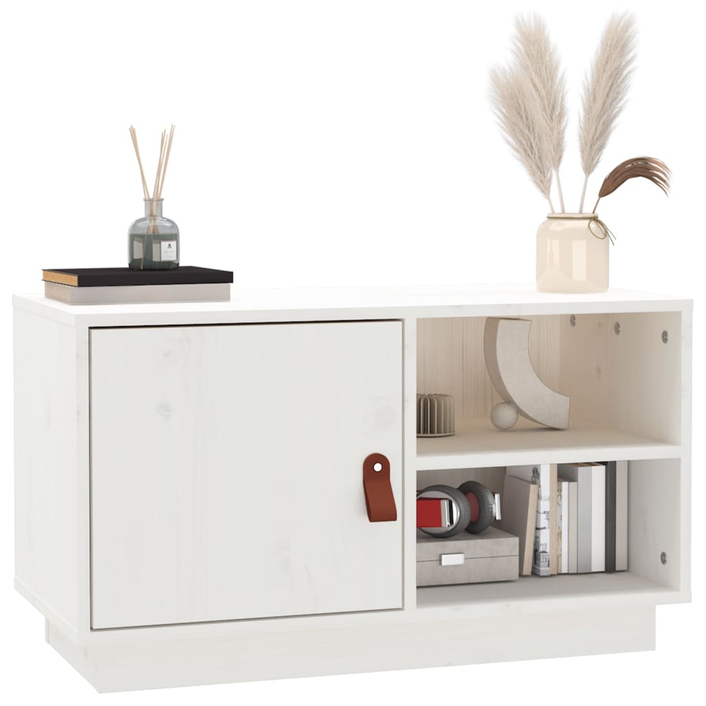 Vidaxl Szafka Pod Telewizor, Biała, 70X34X40 Cm, Lite Drewno Sosnowe
