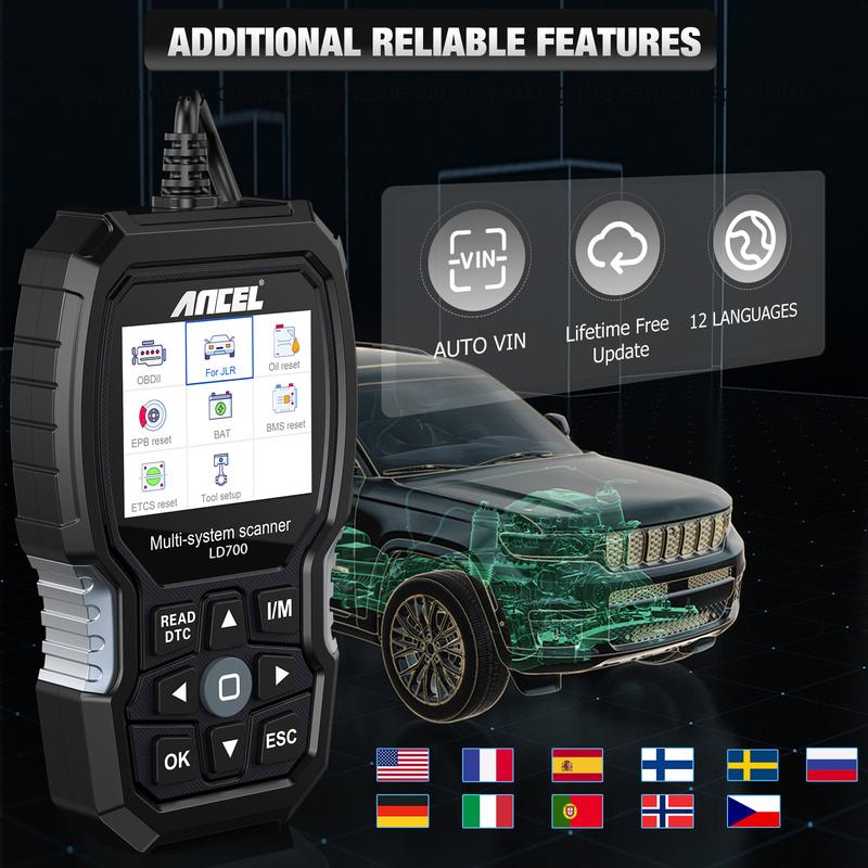 Для Land Rover Jaguar Автомобильный Диагностический Инструмент Всей Системы ANCEL LD700 OBD2 Сканер EPB BMS DPF ABS TPMS Сброс Масла OBDII Считыватель Кодов