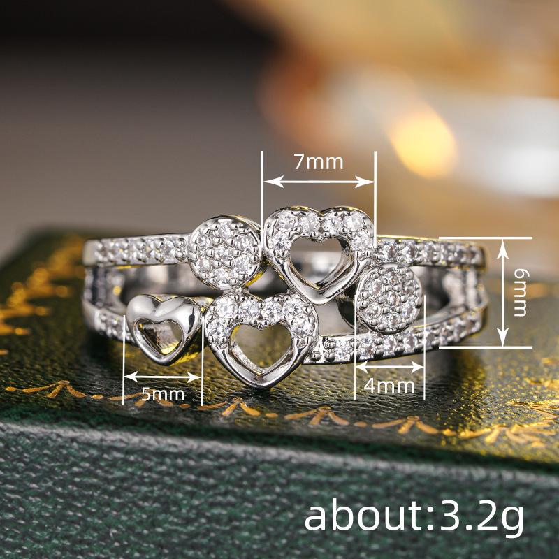 Elegant Fairy-Style Ring for Women Hollowed-out heart sparkles Valentine's Day ring