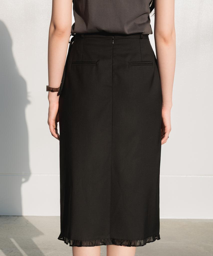 Dehebe Strap Point Frill Skirt [Black]