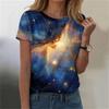 Женская мода повседневная футболка с круглым вырезом и короткими рукавами с принтом неба