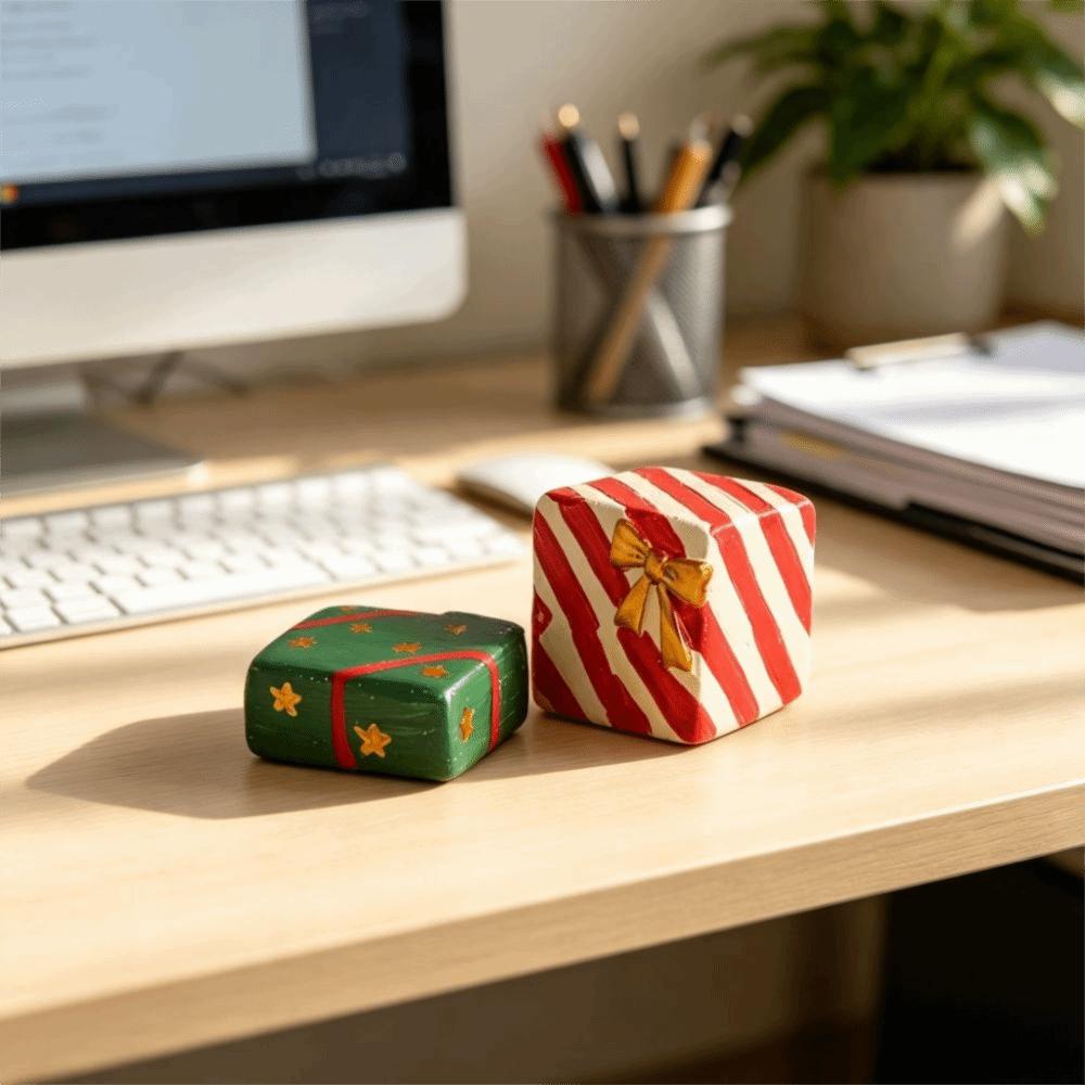 Креативный стиль Рождественская подарочная коробка Фигурка Смола Декоративная рождественская статуэтка Рождественский декор