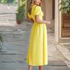 Women's Fashionable Solid Color Retro V Neck Short Sleeve Slim Fit Dress