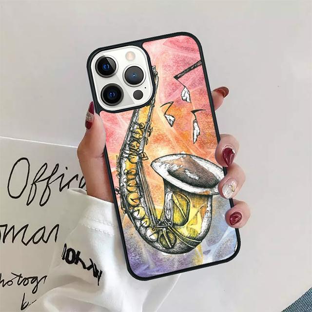 Чехол для телефона с акварельным рисунком саксофона для iPhone 17 Air 15 16 14 13 12 Pro Max 11 Pro Max Plus Coque Shell
