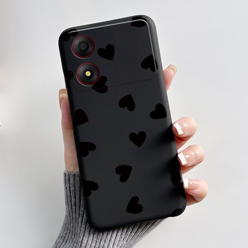 For ZTE Blade A34 4G Soft Silicone Black Case Good-looking Pattern Love Panda Rabbit Shockproof Shell ZTE Blade A34 4G Casing