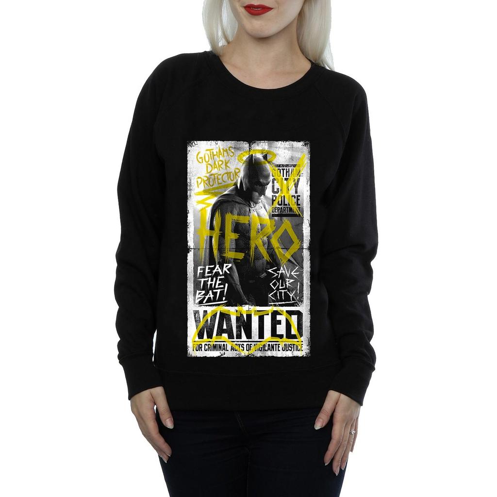 DC Comics Womens/Ladies Batman v Superman Wanted Poster Sweatshirt