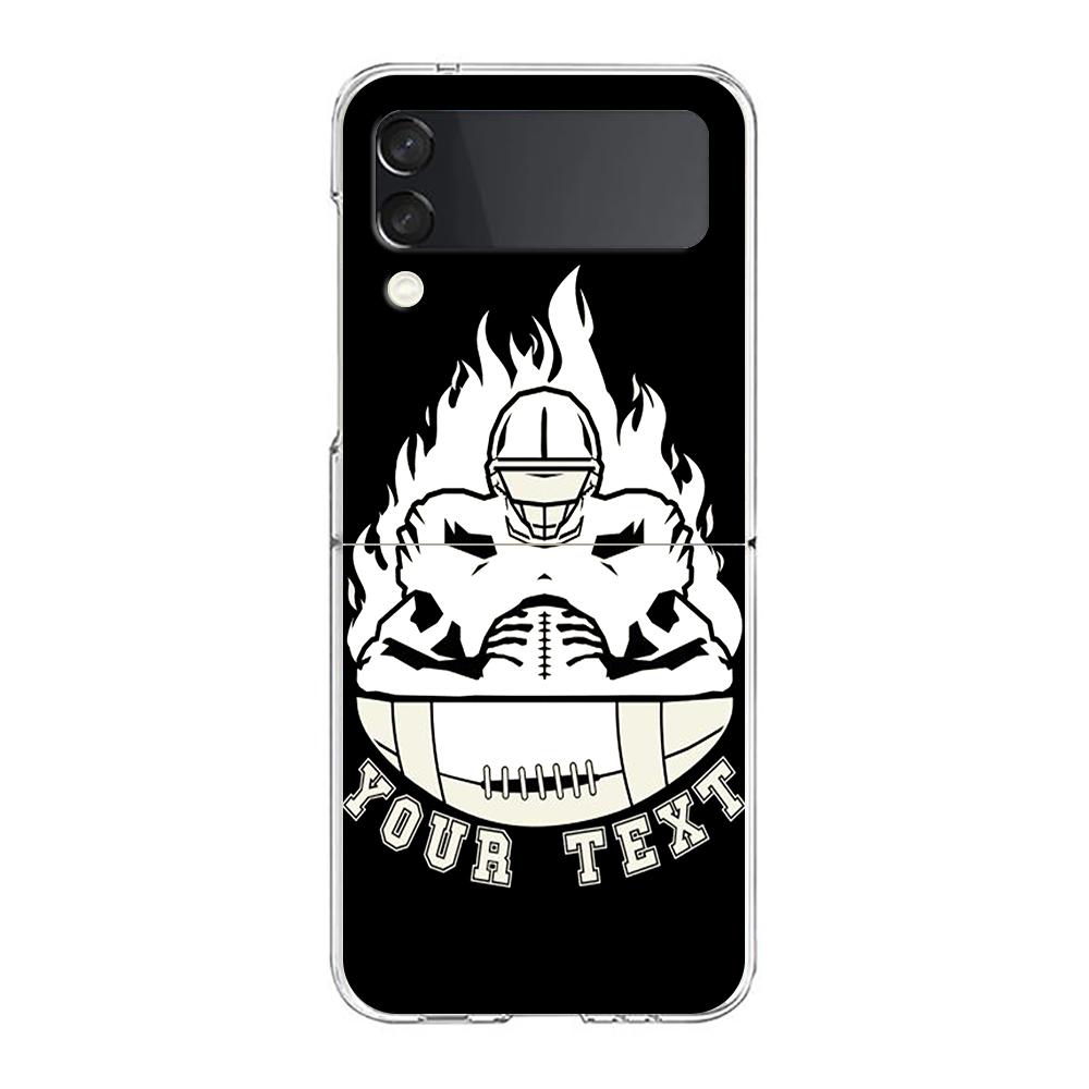 Phone Case For Samsung Galaxy Z Flip 3 4 5 Hard Folding Clear PC Bumper Rugby Ball For Samsung Z Flip 6 Cover
