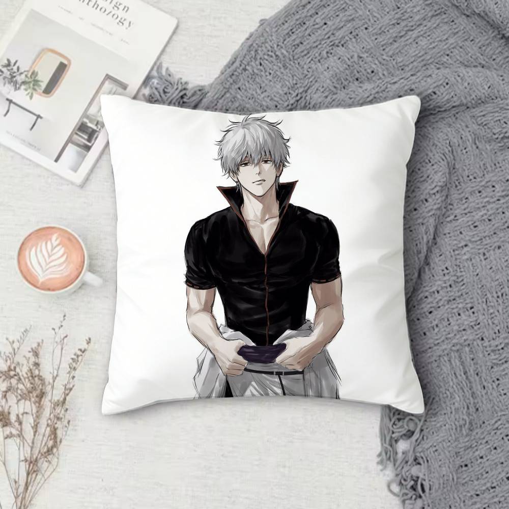 G-Gintama Anime Double-Sided Printed Square Pillow Cover Decorative Cushion Cover For Sofa Bedroom Bedside