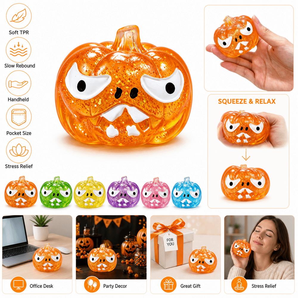 TPR Halloween Dumplings Squeeze Toy Devil Pumpkin Stress Relief Sensory Ball Halloween Gift