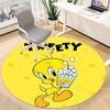 1pc Looney Tunes Tweety Popcorn Office Round Area Rug, Under Office Chairs Bedroom Living Room Home Decor a1022359