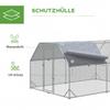 Chicken Run Chicken Coop Chicken Enclosure, Walk-In, Lockable Door, for 10-12 Chickens, 280 cm x 380 cm x 195 cm, Grey